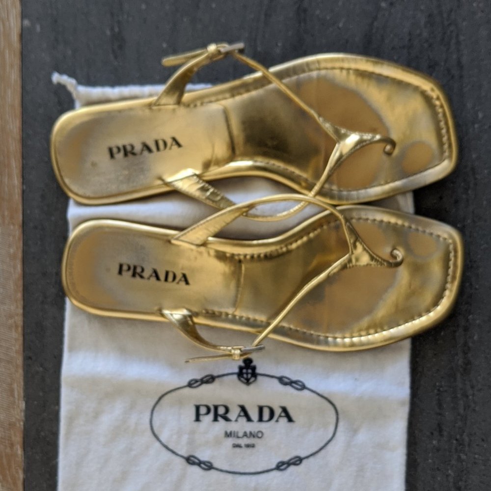 Prada gold sandals